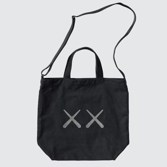 Kaws x Andy Warhol x Uniqlo 2024 Tote Bag with Shoulder Strap Black - Picture 1 of 4